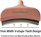 Pet Deshedding Tool with Curve Blade, Cat Grooming Brush, Tight V-shaped Teeth Shedding Comb for Cat and Dog (Pink, Large)