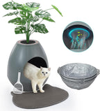 Eggloa6 Cat Litter Box Enclosure with 5PCS Litter Box Liners Plant Litter Box Large DIY Litter Box Furniture w/Cat Litter Mat, Smart Odor Removal System for Cats Kitty Bunny