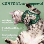 rabbitgoo Cat Harness and Leash for Walking, Escape Proof Soft Adjustable Vest Harnesses for Cats, Easy Control Breathable Reflective Strips Jacket,Rainforest Green,S