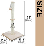 Dimaka 29" Height Tall Cat Scratching Post, Claw Scratcher with Sisal Rope and Covered with Soft Smooth Plush, Vertical Scratch [Full Strectch] for Standard Size Cats (Light Brown, 29 inches)