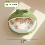 CWV Cute Cat Beds Kitten Beds, Soft Small Dog Beds, Washable Pet Beds for Puppy and Kitty, Funny Frog Cat Cave, 23 Inches