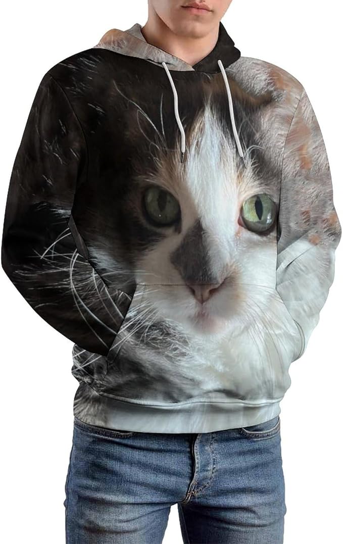 Artsadd Custom Face Unisex athletic Pockets Sweatshirt Loose Hoodie Custom Christmas Long Sleeve Sweatshirt Hooded Pullover