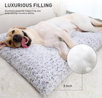 KSIIA Washable Dog Bed Deluxe Plush Dog Crate Pad Comfy Pet Bed Non-Slip Kennel Pad for Large Dogs, 36" x 27", Grey