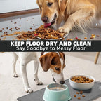 PUPTECK Dog Food Mat, Absorbent Pet Cat Feeding Mat for Food and Water Bowls, Anti-Slip Dog Placemat for Floors Waterproof, Pet Supplies Accessories, Grey Paw S