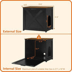 Dwanton Cat Litter Box Furniture Hidden, Cat Litter Box Enclosure, Reversible Entrance Can Be on Left or Right Side, Indoor Cabinet, Wooden Washroom, Nightstand, Black and Warm Brown, 23.6" L