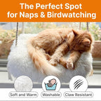 Cat Hammock with Industrial-Grade Suction Cups - Solid Pine Wood Seat, Soft Cushion - 42 lb Capacity