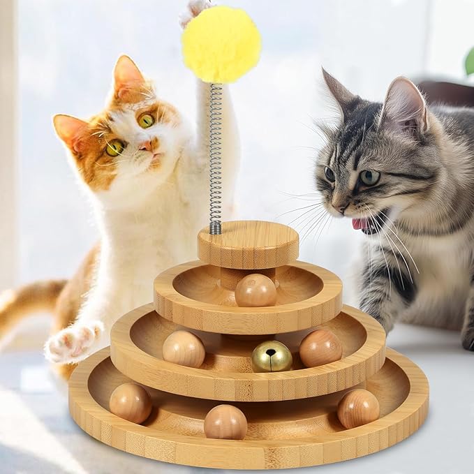 3-Pack Spring Pom Pom Replacement Toppers for Cat Track Toy