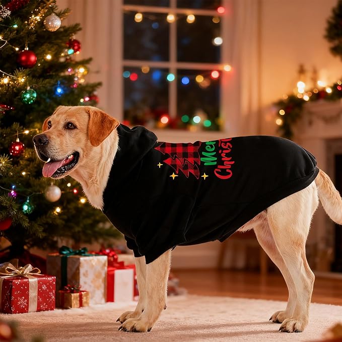 EXPAWLORER Dog Hoodie-Soft and Warm Dog Sweaters, Pet Clothes Autumn Winter Coat Sweatshirt with Christmas Theme Print for Puppy,Cat, Small Medium Large Dogs