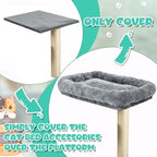Abbylike 2 Pcs Cat Tree Tower Replacement Parts Grey Bed Cover with Elastic Band Removable Washable Padding for Platform Perch Shelves, Only Cover, Cat Tower Cushions Accessories(15.7 x 11.8 Inch)
