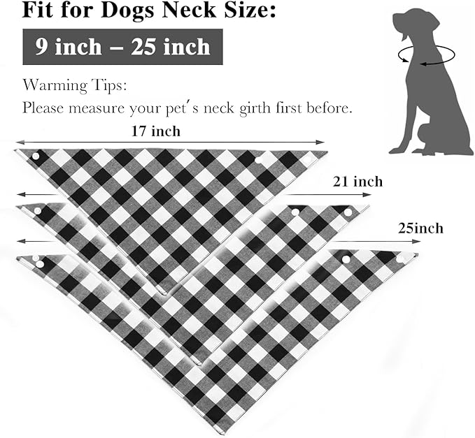 Christmas Plaid Dog Bandana with Button, Fall Dual Layer Scarf Soft Cotton Triangle Bib Girls and Boys Kerchief Adjustable Accessories for Small Medium Large Extra Large Dog Puppy Pet Cat