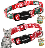 Cat Collar,2 Pack Cat Collars Breakaway with Bell, DOGWONG Safety Buckle Red Christmas Cat Collar for Girl Boy Cats and Small Dogs，Adjustable 7-12 Inch,Pet Supplies Accessories