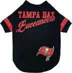 Pets First Tampa Bay Buccaneers Dog & Cat T-Shirt - Medium, New Striped Design, Durable & Cute Sports PET TEE Outfit (TBB-4146-MD)