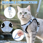 PUPTECK Cat Harness and Leash Set Escape Proof Reflective Cat Walking Harness Adjustable Soft Breathable Mesh Vest for Small Pets, Sky Blue, XS