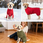 Mihachi Dog Snow Suit Dog Coat Soft Fleece Pullover Pajamas, Pet Windproof Warm Cold Weather Jacket with Zipper, Reflective Jumpsuit Apparel Outfit Clothes for Small Dog, Red S