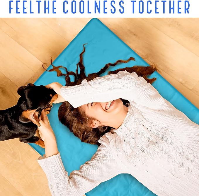 Cooling Pad Mat for Sleep Cooling Mattress Pad Gel for Bed, Relieve Pain, Summer Hot Flashes, Adult, Pets, No Water or Electricity Required(Light Blue,48 x 28 Inch)