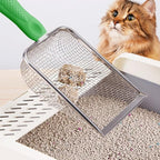 Metal Cat Litter Scoop,Sturdy Litter Cleaner Corner Shovel,Stainless Steel Mesh Litter Shovel,Easy to Clean Reptile Terrarium Sand Waste(Green)-Christmas