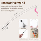 Interactive Cat Toys, 1 Interactive Wand, 8 Assorted Teaser Refills and 3 Indoor Cat Hanging Interactive Toy Suitable for Bored Adult Cats and Kittens Play Chase Exercise