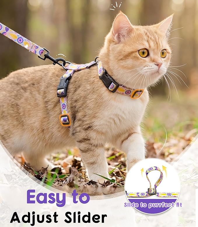 Halypet 2-Pack Cat Harness and Leash Set, Escape Proof 3-in-1 Adjustable Harness for Cats, Soft Lightweight, Easy On & Control for Walking, Travel & Outdoor Use, Small (White & Blue)