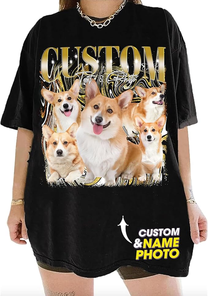 NAZENTI Custom Bootleg Rap Tee, Custom T-Shirts with Picture, Retro Custom Bootleg, Valentine's Gifts for Him Her