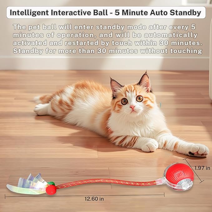 New Upgraded Cat Ball Toy - Speedy Tail 2.0 Cat Toy, Interactive Cat Toy Ball, Stimulating Toys and Juguetes para Gatos, Cat Toys for Bored Indoor（Sound Switchable） (Blue)