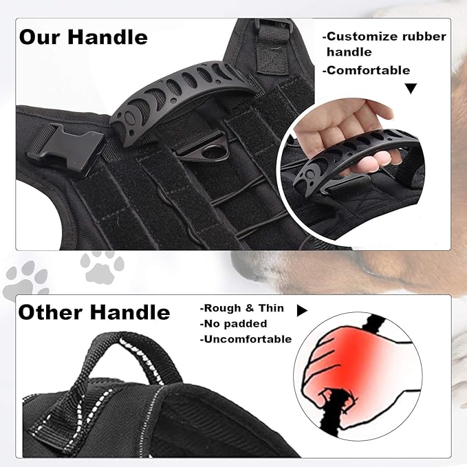 Tactical Dog Training Harness Outdoor Working Vest Adjustable Military MOLLE Dog Vest Harness with Rubber Handle
