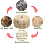 Cat Natural Sisal Rope 1/4 Inch 6mm 164-Feet for Cat Scratching Post Tree Tower Replacement Repair and Replace, DIY Hemp Twine Rope for Cat Scratching Furniture Window Perch and Crafts Gardening