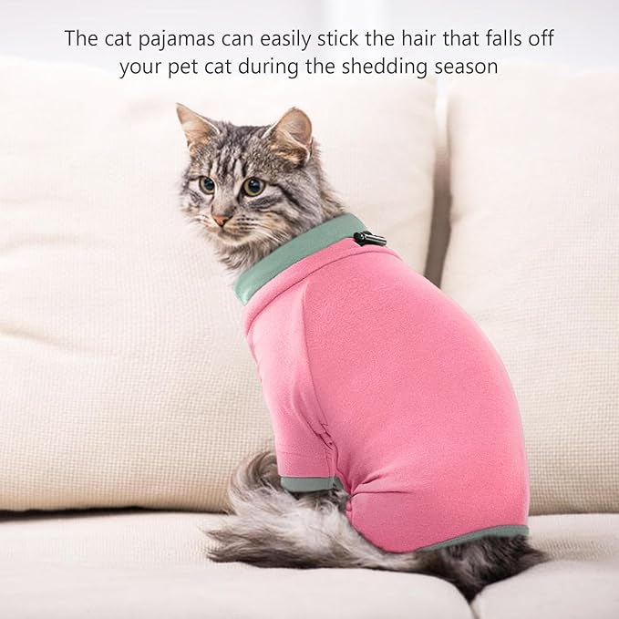 Sticky Cat Clothes Stretchy, Sphynx Hairless Sweater & Pajamas for Cats only, Soft Cat Onesie for Cats After Surgery Female Male & Hair Loss Prevention, Pink 2XL