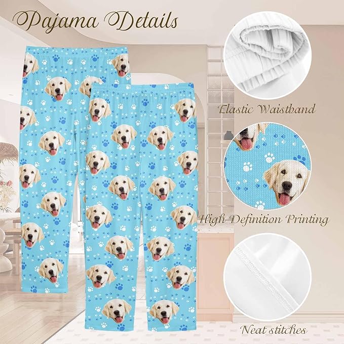 Custom Couple Pajama Pants Sock with Funny Face, Personalized PJ Anniversary Birthday Women Men Pants