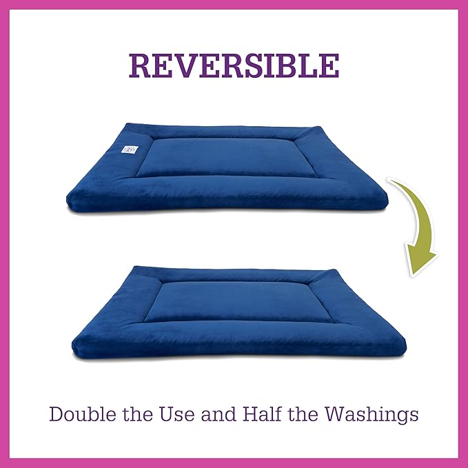 Pet Dreams Dog Crate Pad - Washable Kennel Mat, Crate Pads for Dog Cages, Non-Toxic, Flat Indoor Cat Bed, Fits iCrate 18, 24, 30, 36, 42, 48 Inches (Blue, Medium, 30")