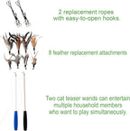 Cat Toys - No Chemical Dyeing Cat Feather Toys for Indoor Cats - Include Cat Wand and Natural Feather Refills