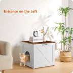 Dwanton Cat Litter Box Furniture Hidden, Cat Litter Box Enclosure, Reversible Entrance Can Be on Left or Right Side, Indoor Cabinet, Wooden Washroom, End Table, White and Rustic Brown, 23.6" L