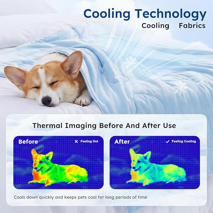 Cooling Blanket for Large Dogs - High Q-MAX 0.4+ Cold Washable Pet Blanket, Travel Soft Dog Summer Essentials, Grey, 40"x50"