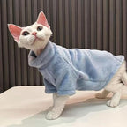 Cat Flannel Clothes, Warm Soft Winter Sweater Jumpsuit Shirt Clothing for Hairless Sphynx Devon & Indoor Kittens (Pink,3XL)