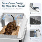 Stainless Steel Litter Box with Lid, Sifting Litter Box for Pine Pellets, 17.3”×13.4”×10.5” Enclosed Metal Litter Boxes for Small Cats & Kittens, High Sided Anti-Leakage, Easy Cleaning, Less Tracking