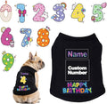 Custom Dog Birthday Shirt,Personalized Pet Apparel Print with Name Age Number,Pet Birthday Outfit,Lightweight Breathable Cotton Vest for Small Medium Large Dogs Cat (Black, 7X-Large)