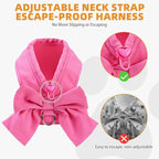 KOOLTAIL Cute Cat Harness and Leash Set with Bowtie, Small Dog Vest Harnesses for Girl Outfit, Step in No Pull Soft Mesh Padded Adjustable Pet Harness for Extra-Samll Medium Puppy Kitten, Pink XS