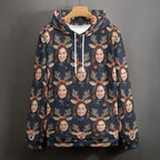 Artsadd Custom Face Unisex athletic Pockets Sweatshirt Loose Hoodie Custom Christmas Long Sleeve Sweatshirt Hooded Pullover