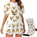 Custom Short Pajamas Set with Face Photo Women‘s Sleepwear Tee Personalized PJ Short Loungewear Set fot Her