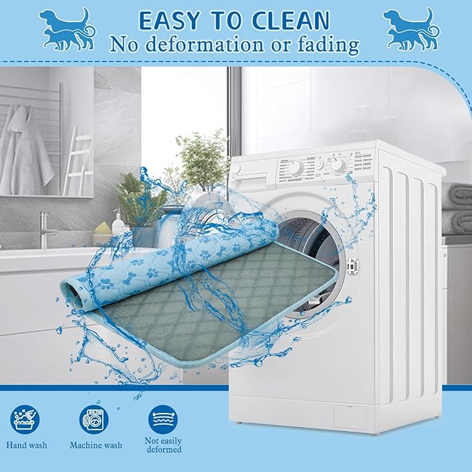 Dog Cooling Mat Self-Cooling Mat for Dogs Non-Slip Pet Cool Pad Cat Sleeping Pad Summer Blanket for Pets Foldable Washable for Kennel, Travel, Bed, Cars, Indoor and Outdoor Use (Blue, L(27*39inch))
