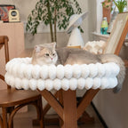 CHEERPALS Cat Desk Bed with Reversible Cushion, 90°Foldable Cat Hammock for Desk Mounted, Suitable for Medium-to-Large Cats and Puppy, Clowd Series(White, Medium)