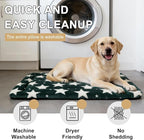 Dog Bed Mat – Soft & Comfortable Dog Kennel Pad for Crate – Durable Crate Bed & Mat for Dogs & Cats – Ideal for Crate, Kennel, and Home Use (Big&Little Stars Green, L(35"*23"*1.5"))