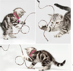Cat Wand Stick Toy, 5pcs Rainbow Wand for Kittens Training, Interactive Cat Exerciser Playing (30cm, Leopard Print)
