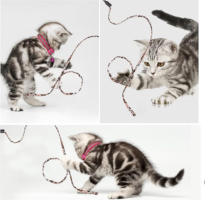 Cat Wand Stick Toy, 5pcs Rainbow Wand for Kittens Training, Interactive Cat Exerciser Playing (30cm, Leopard Print)