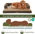 Orthopedic Dog Beds for Extra Large Dogs, Waterproof Egg Crate Foam XL Dog Bed with Sides 45x35Inch, Big Dogs Couch Beds with Removable Washable Cover and Nonskid Bottom, Brown