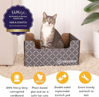 Hide & Scratch Cardboard Cat Scratcher Box & Bed - Dark Grey Diamond (2 Pack) | Double-Sided Corrugated Pad for Indoor Cats | Refillable Scratching Board Toy for Play & Furniture Protection