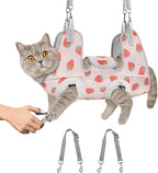 Supet Cat Grooming Hammock Harness for Nail Trimming, Cat Grooming Hanging Sling for Nail Clipping, Pet Restraint Holder for Cutting Nails, Medicine, Ear & Teeth Cleaning, Eye Care (Strawberry M)