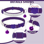 EXPAWLORER Soft Velvet Safe Cat Collars for Girl Cats - Rhinestones Bling Diamante Adjustable Collars Breakaway- Chirstmas Cat Clollar Gifts with Bells for Boy Cats Kitty and Small Dogs