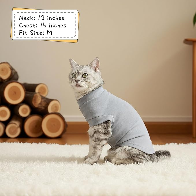 EXPAWLORER Soft Cat Sweater - Sweaters for Cats Only Warm Kitten Clothes, Fall and Winter Pet Coat Pullover Design, Fleece Sweatshirt Clothing Also for Puppy Small Dogs, Grey Small