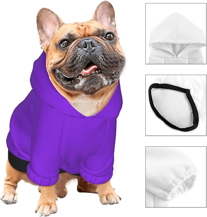 Custom Dog Hoodie, Personalized Dog Sweatshirt, Dog Clothes for Small Dogs Customizable, Blue Violet, XS, Ropa para Perros Pequeños, Customized Pets Puppy Clothes, Personalized Gifts