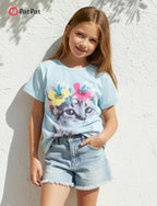 PATPAT Girls Crewneck Short Sleeve Graphic Tees Animal Print Shirts Cute Summer Outfits 5-12 Years